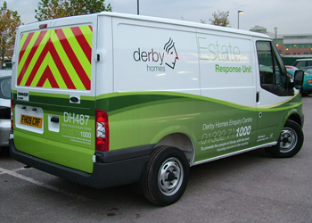 Derby Homes fleet vehicle produced by The Sign and Print Centre