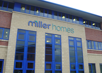 Miller Homes acrylic lettering done by The Sign and Print Centre