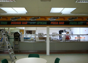 Pizza bar in a local school in derby